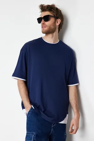Trendyol Námořnická oversize/wide-fit bílé panelové tričko s krátkým rukávem ze 100% bavlny