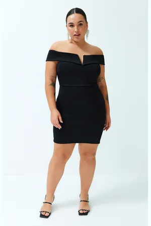 Trendyol Curve Black Double Layer Collar Detailed Knitted Dress