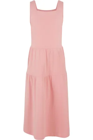 Urban classics Dívčí šaty 7/8 Length Valance Summer Dress - růžové