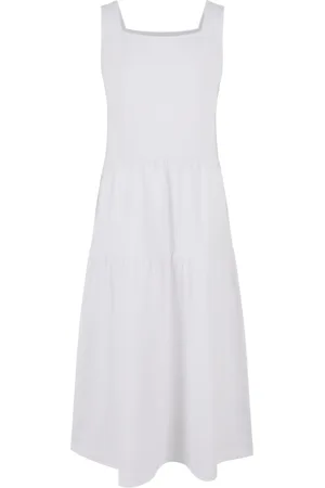 Urban classics Dívčí šaty 7/8 Length Valance Summer Dress - bílé
