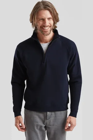 Fruit Of The Loom Granatowa bluza męska Zip Neck Sweat