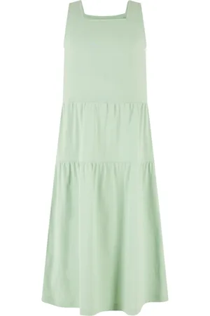Urban classics Dívčí šaty 7/8 Length Valance Summer Dress - zelené
