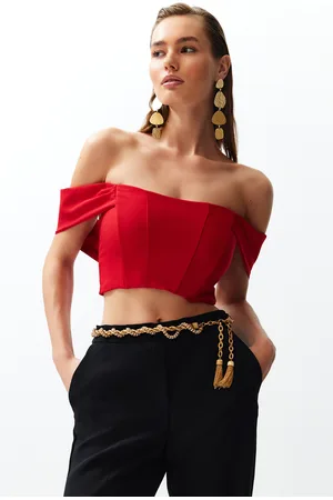 Trendyol Red Carmen Collar Woven Bustier