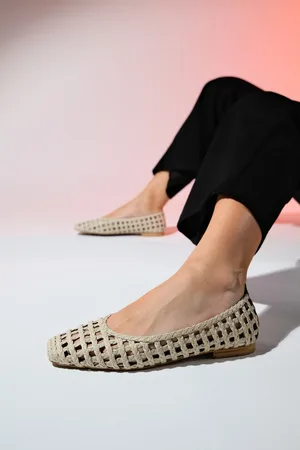 LuviShoes ARCOLA Béžové Pletené Vzorované Dámské Ploché Boty
