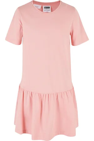 Urban classics Dívčí šaty Valance Tee Dress - růžové
