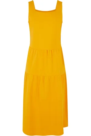 Urban classics Dívčí šaty 7/8 Length Valance Summer Dress - žluté