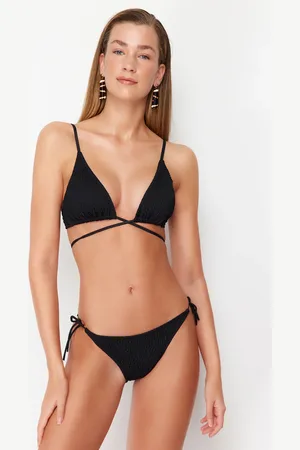 Trendyol Black Gimped Regular Bikini Bottom