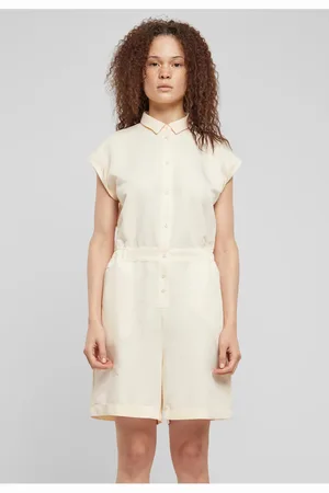 Urban classics Dámský krátký overal Viscose Twill - smetanový