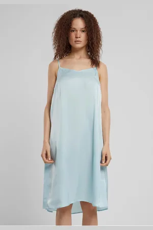 Urban classics Dámská noční košile Viscose Satin - modrá
