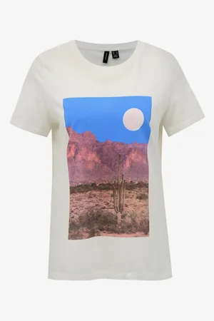 VERO MODA Bílé tričko s potiskem Desert