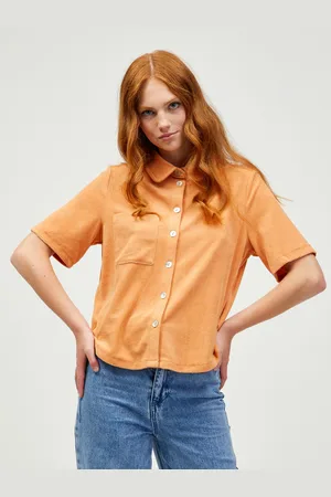 Pieces® Oranžová košile s krátkým rukávem Teri - Dámské