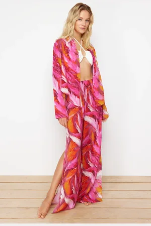 Trendyol Abstract Patterned Woven Shirt Trousers Beach Suit