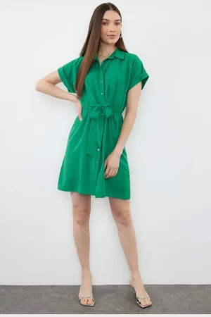 Trendyol Green Terrycotton Mini Woven Shirt Dress