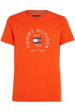 Tommy Hilfiger Oranžové pánské tričko - Pánské