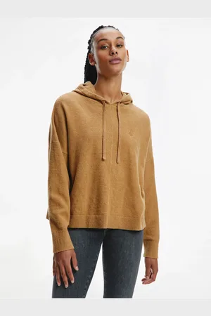 Tommy Hilfiger Hnědá dámská mikina s kapucí Flex Hoodie Sweater - Dámské