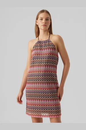VERO MODA Hnědé dámské vzorované šaty Dicte - Dámské