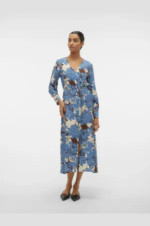 VERO MODA Modré dámské květované šaty Berta - Dámské
