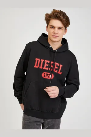 Diesel Černá pánská mikina s kapucí - Pánské