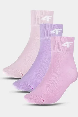 4F Dívčí ponožky casual nad kotník (3 Pack) - multibarevné