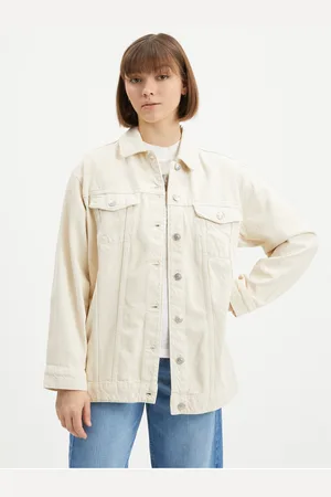 Pieces® Béžová dámská oversize džínová bunda Tika - Dámské