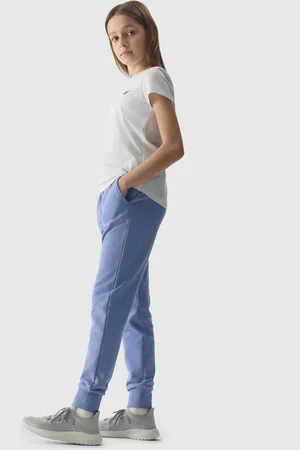 4F Dívčí tepláky typu jogger - denim