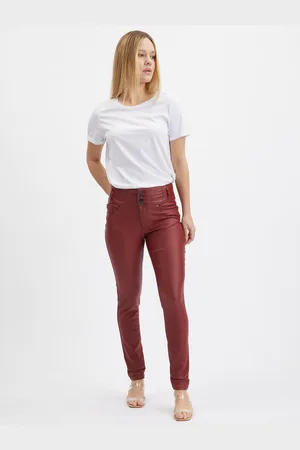 ORSAY Vínové dámské skinny fit kalhoty - Dámské