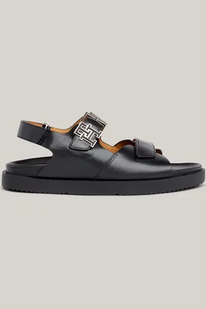 Tommy Hilfiger Černé dámské kožené sandálky Hardware Sporty