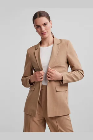 Pieces® Světle hnědé dámské pruhované sako Bossy - Dámské