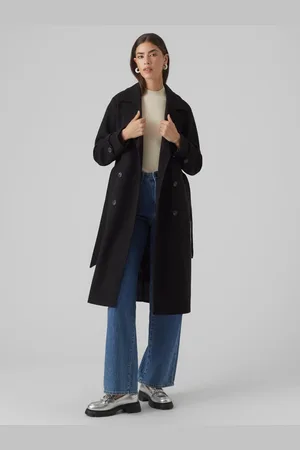 VERO MODA Černý dámský kabát Fortunevega - Dámské