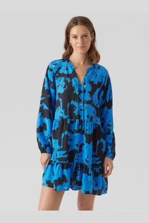 VERO MODA Černo-modré dámské vzorované šaty Josie - Dámské