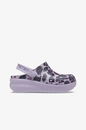 Crocs Černo-fialové holčičí vzorované pantofle - Holky