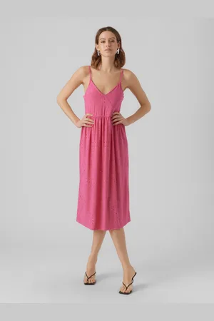 VERO MODA Růžové dámské vzorované šaty Camil - Dámské