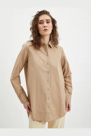 Pieces® Béžová dámská oversize košile Jiva - Dámské