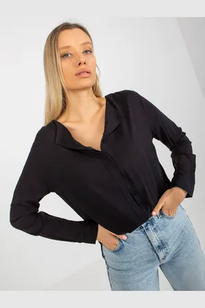 Sublevel Černá asymetrická košilová halenka z viskózy
