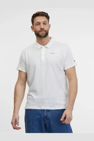 Pepe Jeans Krémové pánské polo tričko s příměsí lnu Faren - Pánské