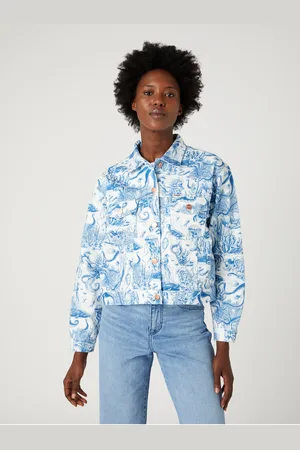 Wrangler Bílo-modrá dámská vzorovaná džínová bunda - Dámské