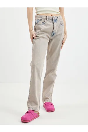 Pepe Jeans Modro-béžové dámské straight fit džíny Celyn Rose - Dámské