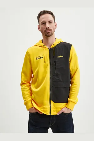 PUMA Černo-žlutá pánská mikina na zip s kapucí Porsche - Pánské