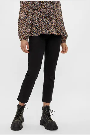 Pieces® Černé zkrácené straight fit džíny Luna - Dámské
