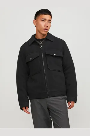 JACK & JONES Černá pánská bunda s příměsí vlny bunda Baxter - Pánské