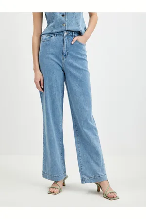 VERO MODA Světle modré dámské široké džíny Rebecca - Dámské
