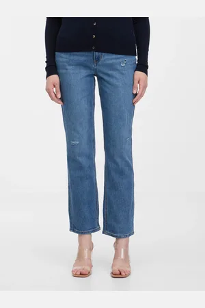 ORSAY Tmavě modré dámské zkrácené straight fit džíny - Dámské
