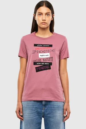 Diesel T-shirt - TSILYV20 pink with inscriptions