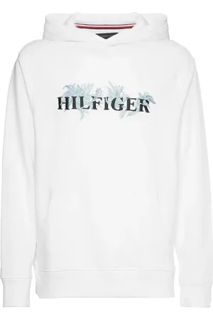 Tommy Hilfiger Sweatshirt - PALM FLORAL EMBRO CASUAL HOODY white