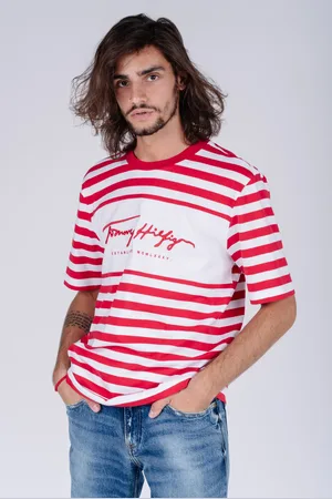 Tommy Hilfiger T-shirt - SIGNATURE STRIPE RELAXED FIT TEE red