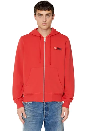 Diesel Sweatshirt - S-GINN-HOOD-ZIP-DIV SWEAT-SHIR red