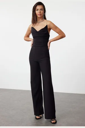 Trendyol Black Collar Detailed Woven Jumpsuit