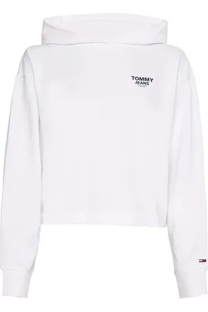 Tommy Hilfiger Tommy Jeans Sweatshirt - TJW BXY CROP TAPING HOODIE white