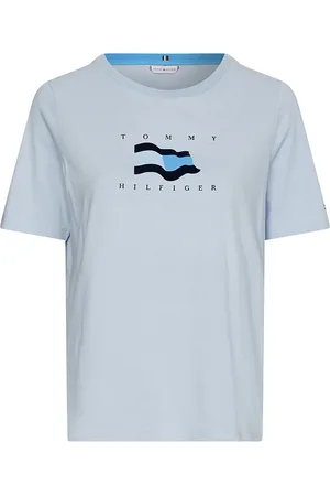 Tommy Hilfiger T-Shirt - REG FLOCK FLAG OPEN-NK TEE SS blue