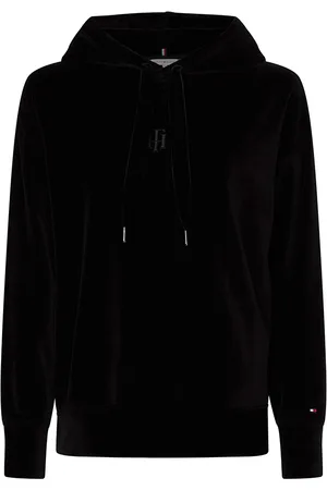 Tommy Hilfiger Sweatshirt - RELAXED VELVET HOODIE black